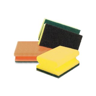 Schwamm grün/gelb mit Griff 15 x 9 x 4,5 cm