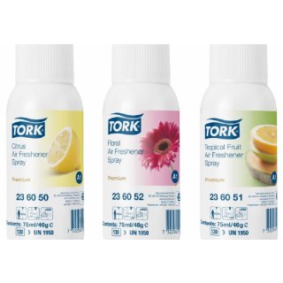 Tork Lufterfrischer Spray 75 ml im Mixed Pack  ( 4 x Zitrus-, 4 x Frucht-, 4 x Blütenduft)