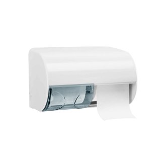 Toilettenpapierspender Twins-Side f&uuml;r Kleinrollen wei&szlig;/transparent